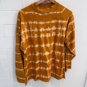 Free People We the Free Be Free Tie Dye Long Sleeve Tee Golden Yellow White